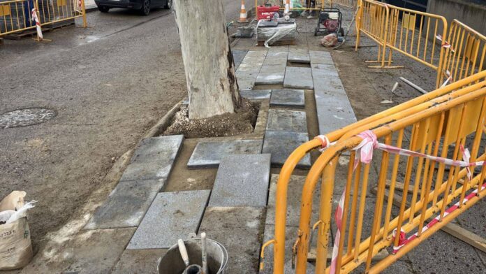 mejora de los alcorques en Miramadrid y las aceras Paracuellos